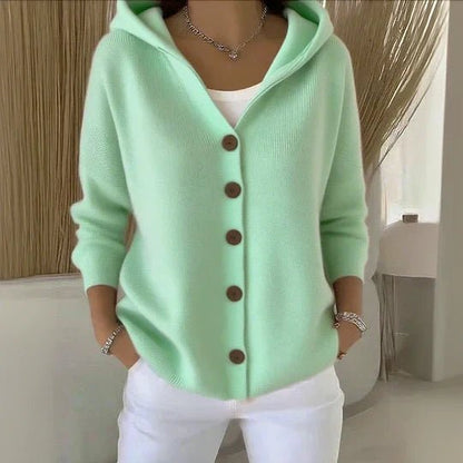 Comfortable Cardigan for Women Hooded Button-Front Relaxed-Fit