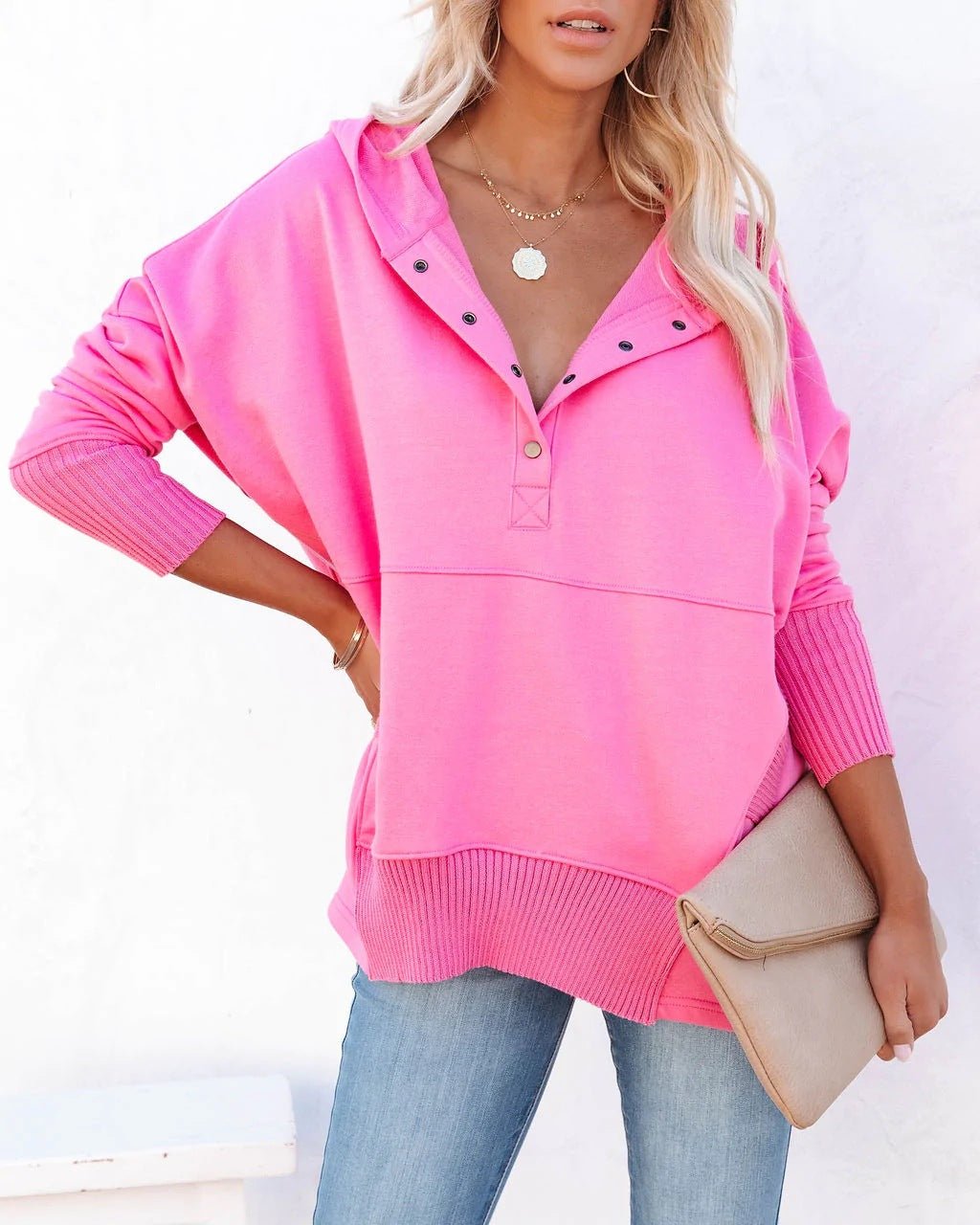 Comfortable Tunic for Women Hooded Drawstring Pullover