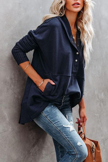Comfortable Tunic for Women Hooded Drawstring Pullover