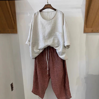 Effortless Tunic for Women Patch-Pocket Linen Relaxed-Fit