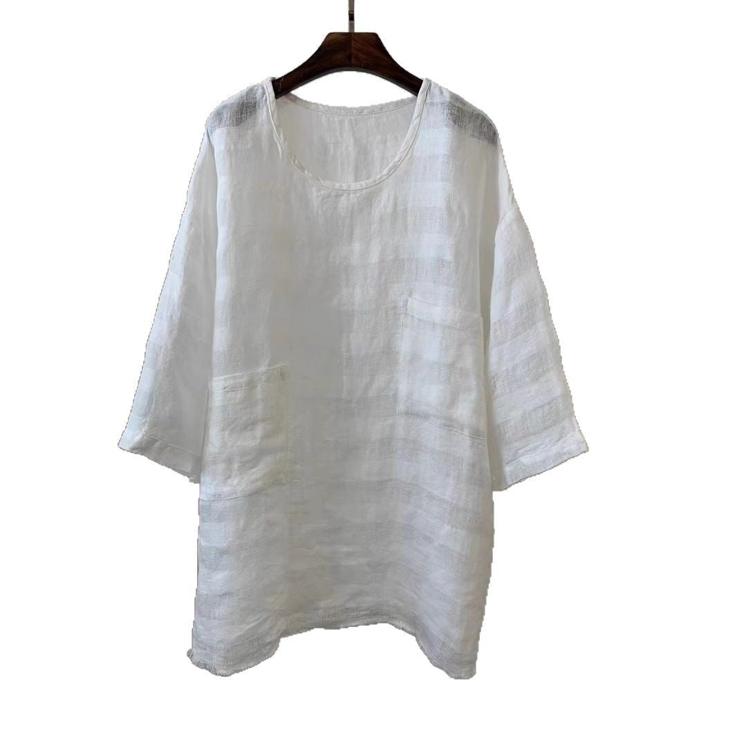 Effortless Tunic for Women Patch-Pocket Linen Relaxed-Fit
