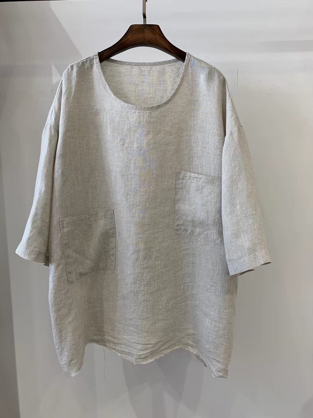 Effortless Tunic for Women Patch-Pocket Linen Relaxed-Fit