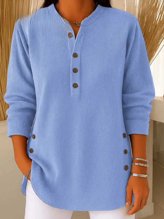 Comfortable Tunic Top for Women Henley Ribbed Longline