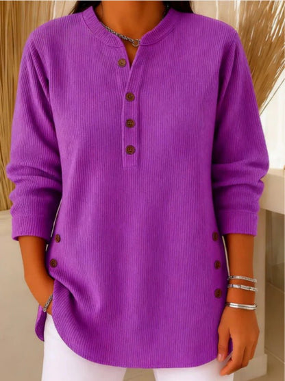 Comfortable Tunic Top for Women Henley Ribbed Longline