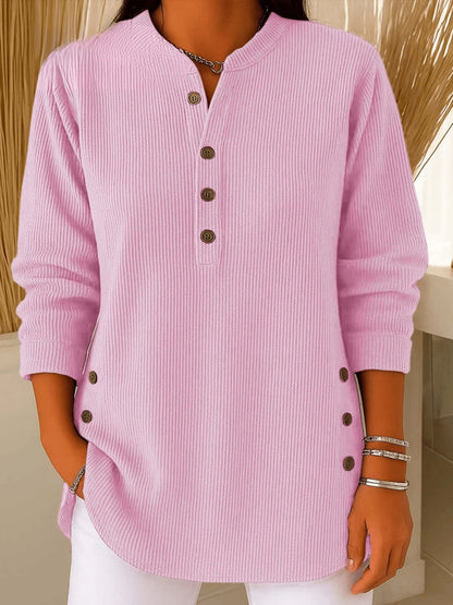 Comfortable Tunic Top for Women Henley Ribbed Longline