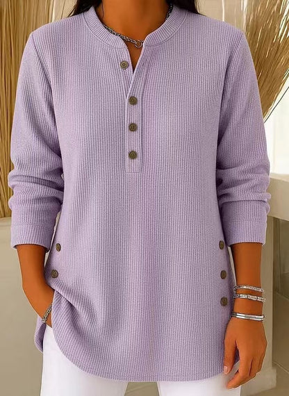 Comfortable Tunic Top for Women Henley Ribbed Longline