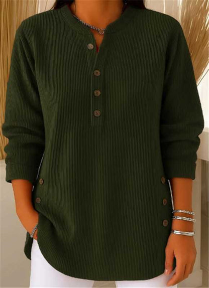Comfortable Tunic Top for Women Henley Ribbed Longline
