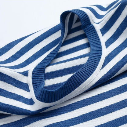 Effortless Sweater for Women Nautical Striped Long-Sleeve