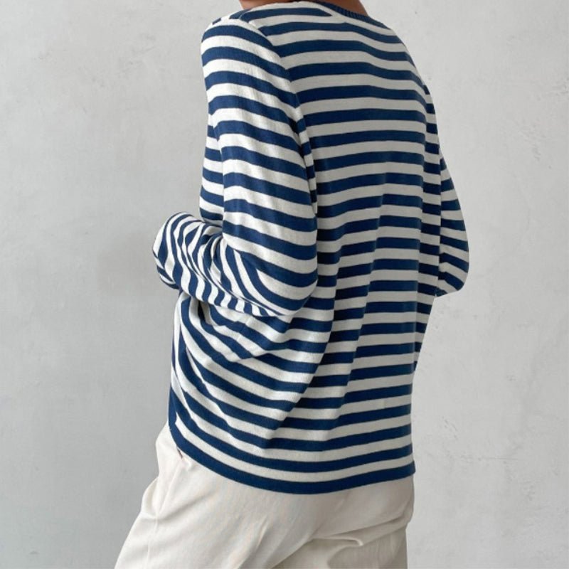 Effortless Sweater for Women Nautical Striped Long-Sleeve