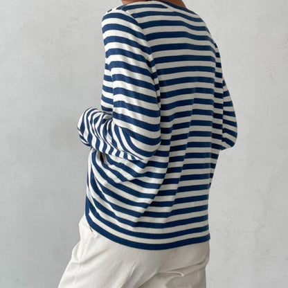 Effortless Sweater for Women Nautical Striped Long-Sleeve