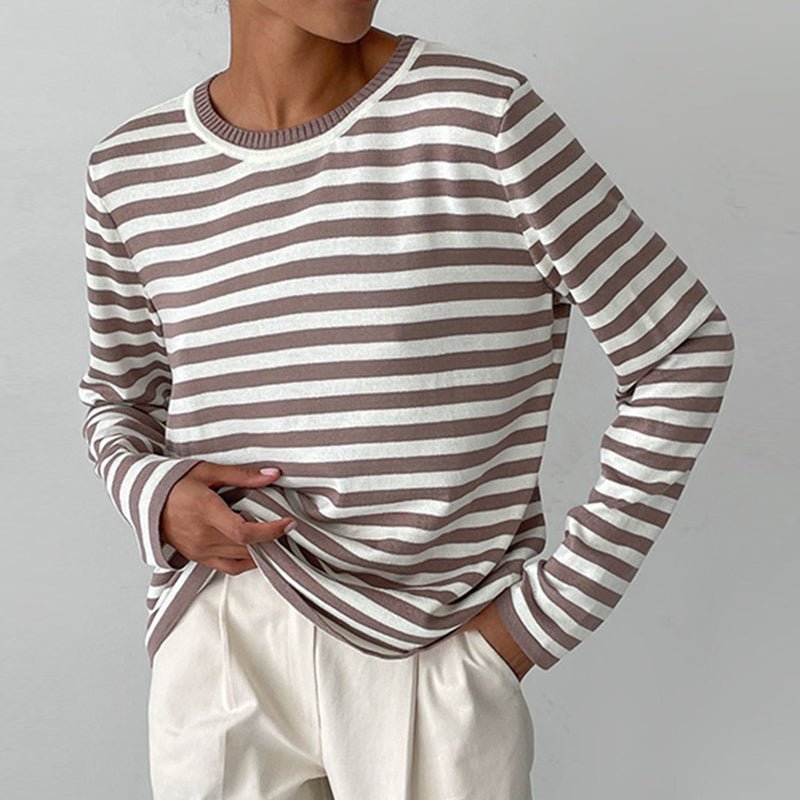 Effortless Sweater for Women Nautical Striped Long-Sleeve