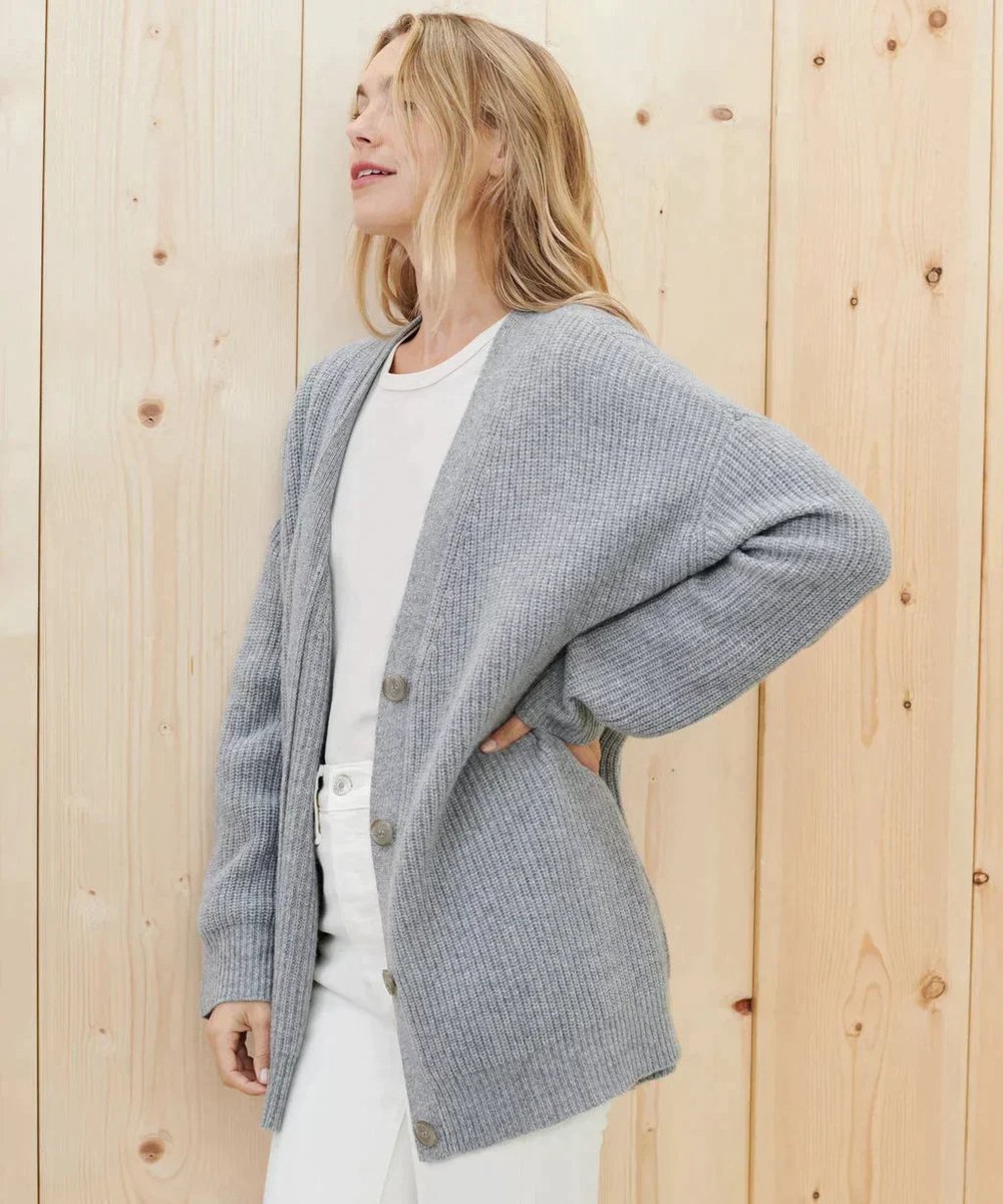 Comfortable Cardigan for Women V-Neck Button-Front Relaxed-Fit