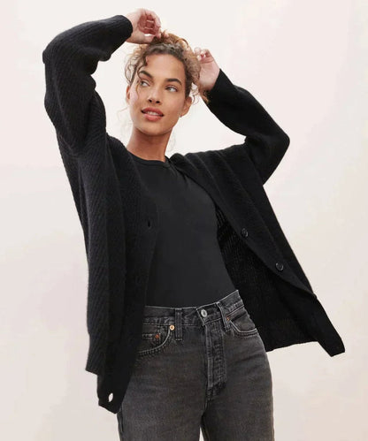 Comfortable Cardigan for Women V-Neck Button-Front Relaxed-Fit