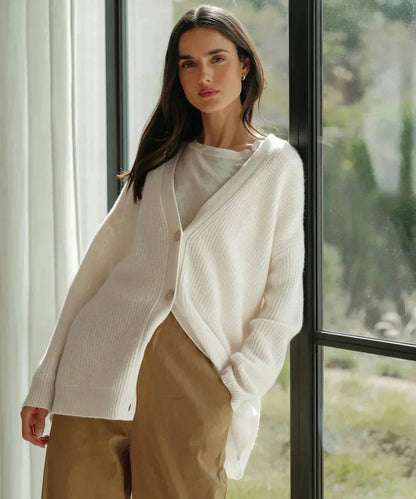 Comfortable Cardigan for Women V-Neck Button-Front Relaxed-Fit