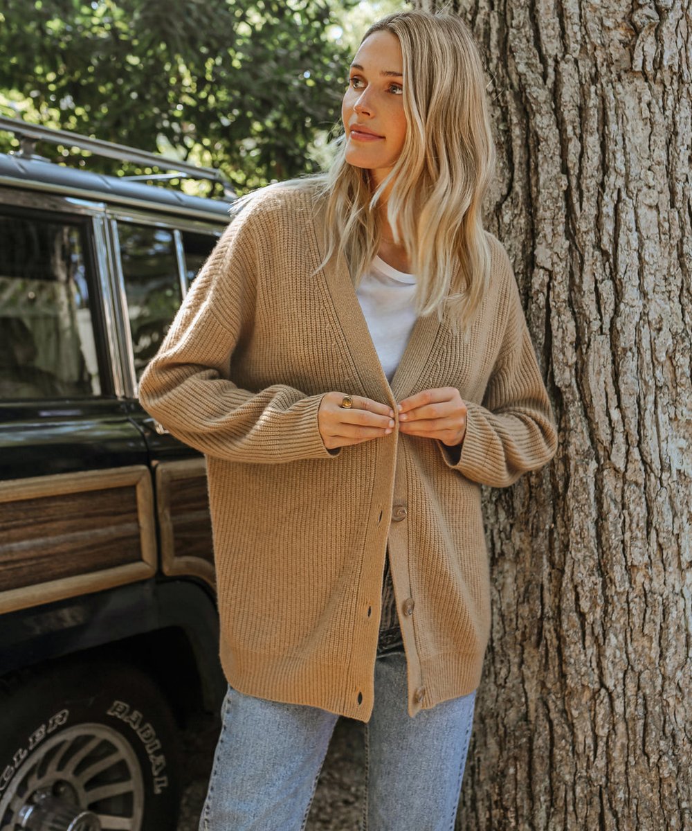 Comfortable Cardigan for Women V-Neck Button-Front Relaxed-Fit