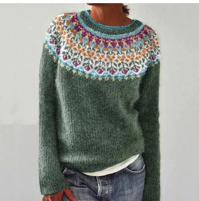 Effortless Sweater for Women Retro Striped Relaxed-Fit