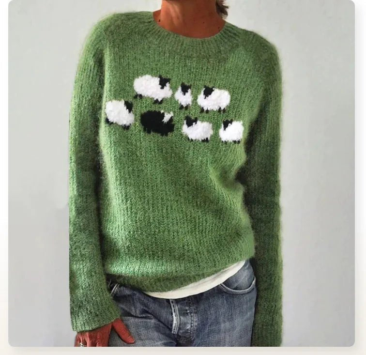Effortless Sweater for Women Retro Striped Relaxed-Fit
