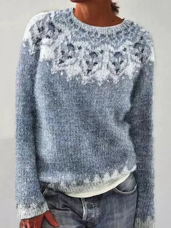 Effortless Sweater for Women Retro Striped Relaxed-Fit