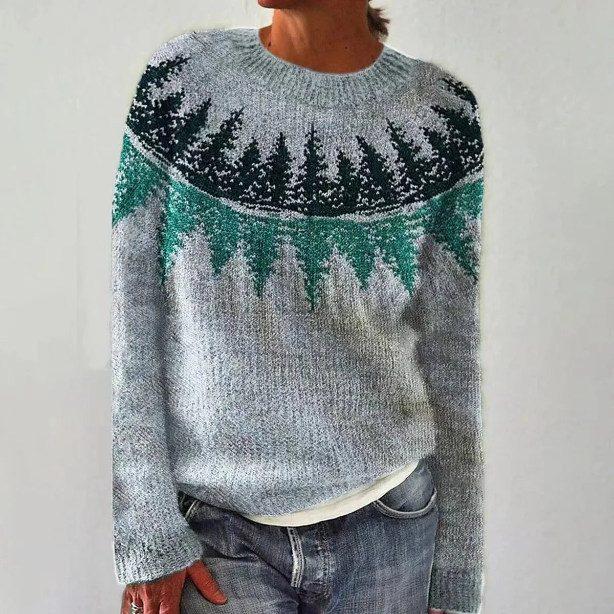Effortless Sweater for Women Retro Striped Relaxed-Fit
