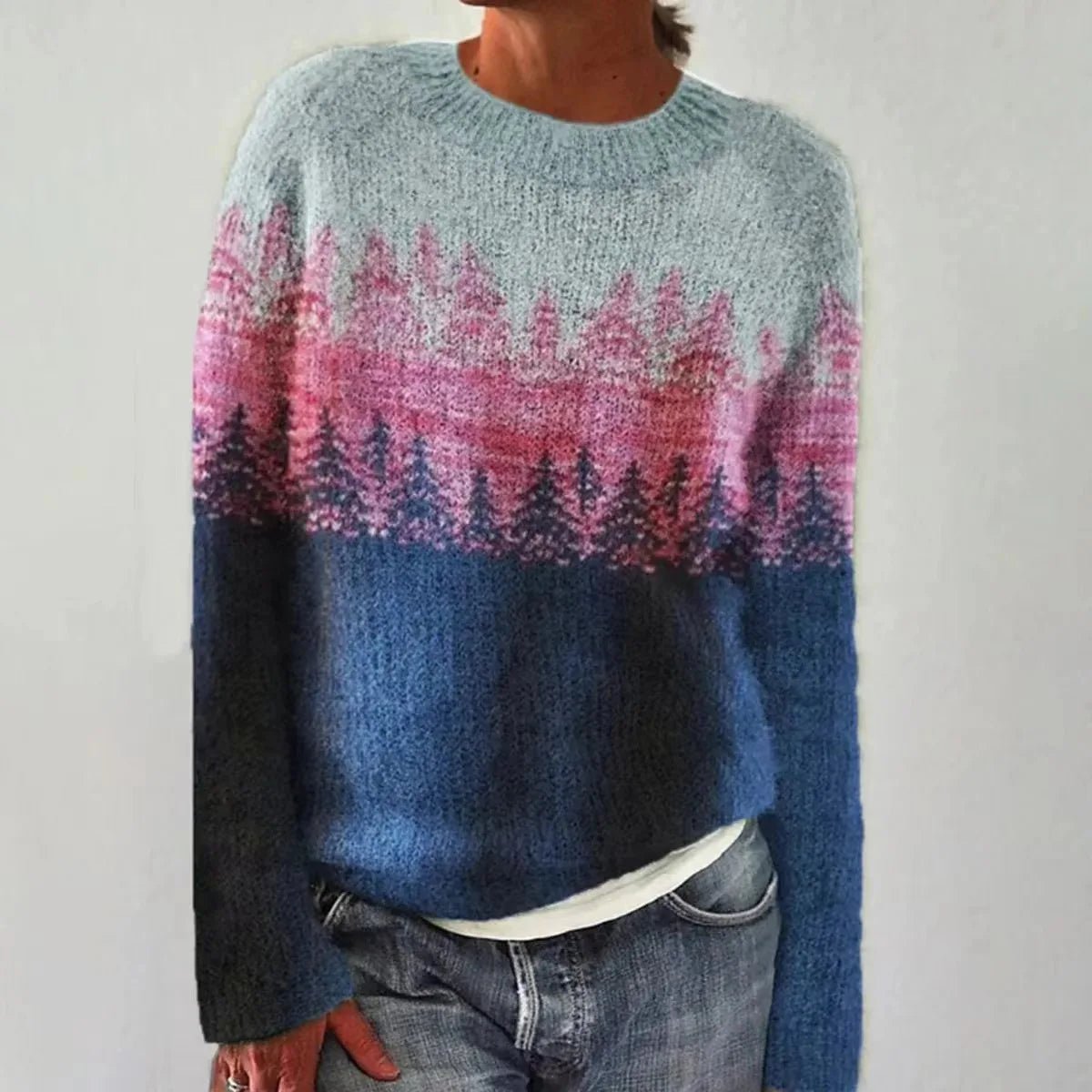 Effortless Sweater for Women Retro Striped Relaxed-Fit