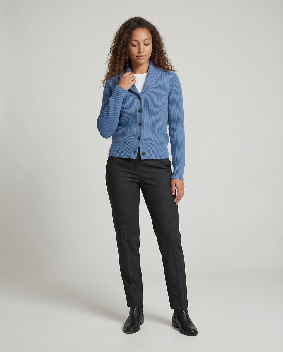 Stylish Cardigan for Women Button-Front Lapel-Collar Ribbed-Knit