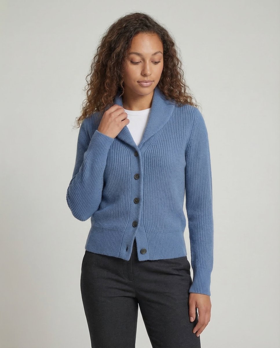Stylish Cardigan for Women Button-Front Lapel-Collar Ribbed-Knit