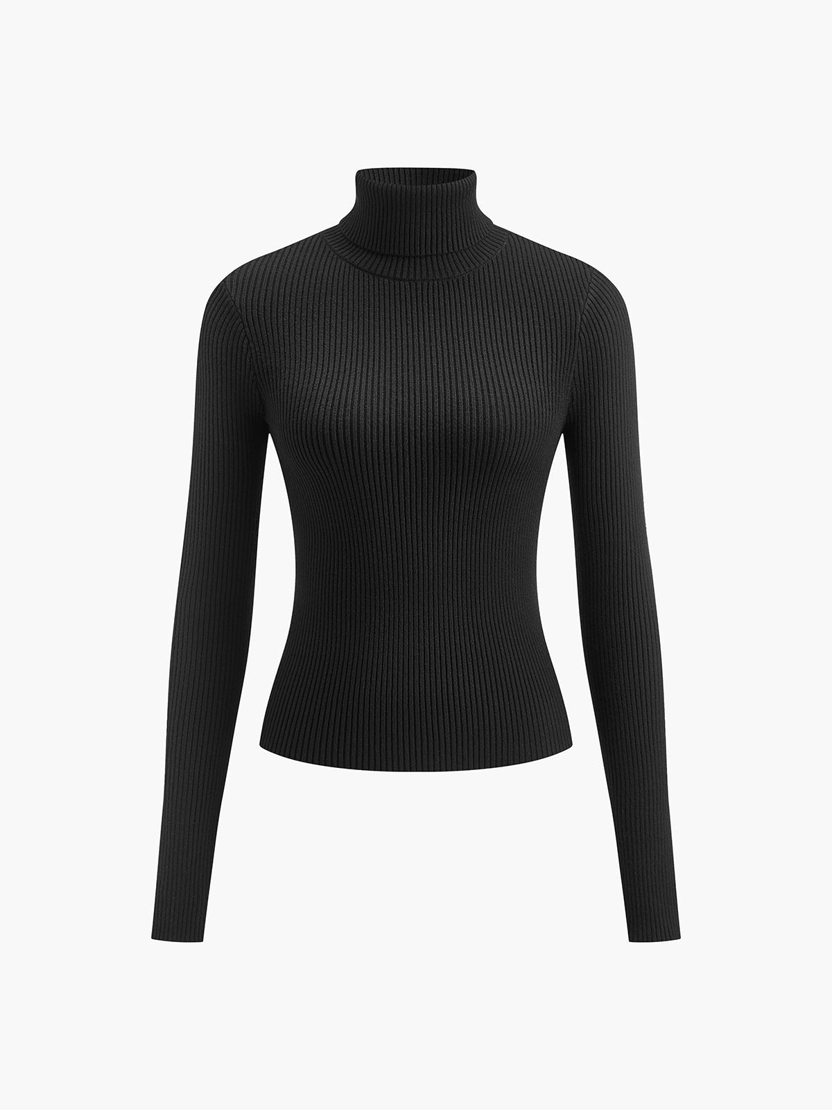 Comfortable Sweater for Women Ribbed Turtleneck Lightweight