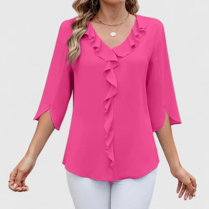 Stylish Blouse for Women Ruffle V-Neck Half-Sleeve