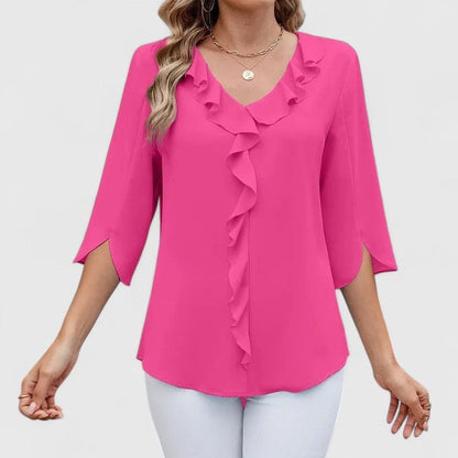 Stylish Blouse for Women Ruffle V-Neck Half-Sleeve