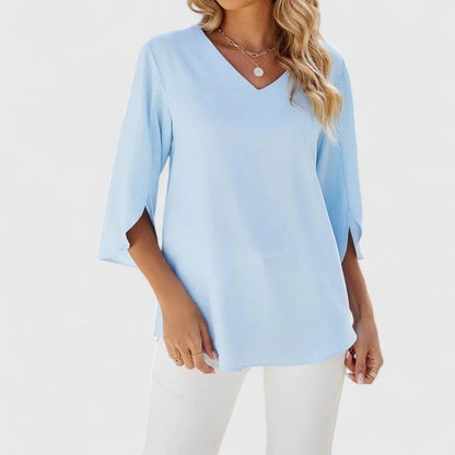 Stylish Blouse for Women Ruffle V-Neck Half-Sleeve