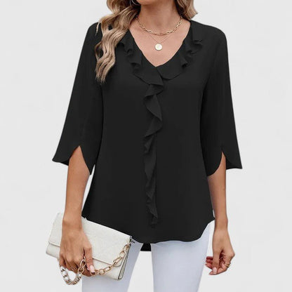 Stylish Blouse for Women Ruffle V-Neck Half-Sleeve