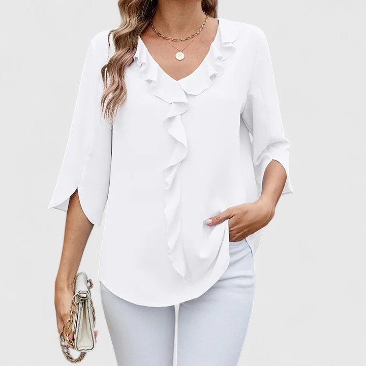 Stylish Blouse for Women Ruffle V-Neck Half-Sleeve