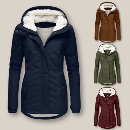 Comfortable Quilted Jacket for Women Sherpa-Lined Hooded