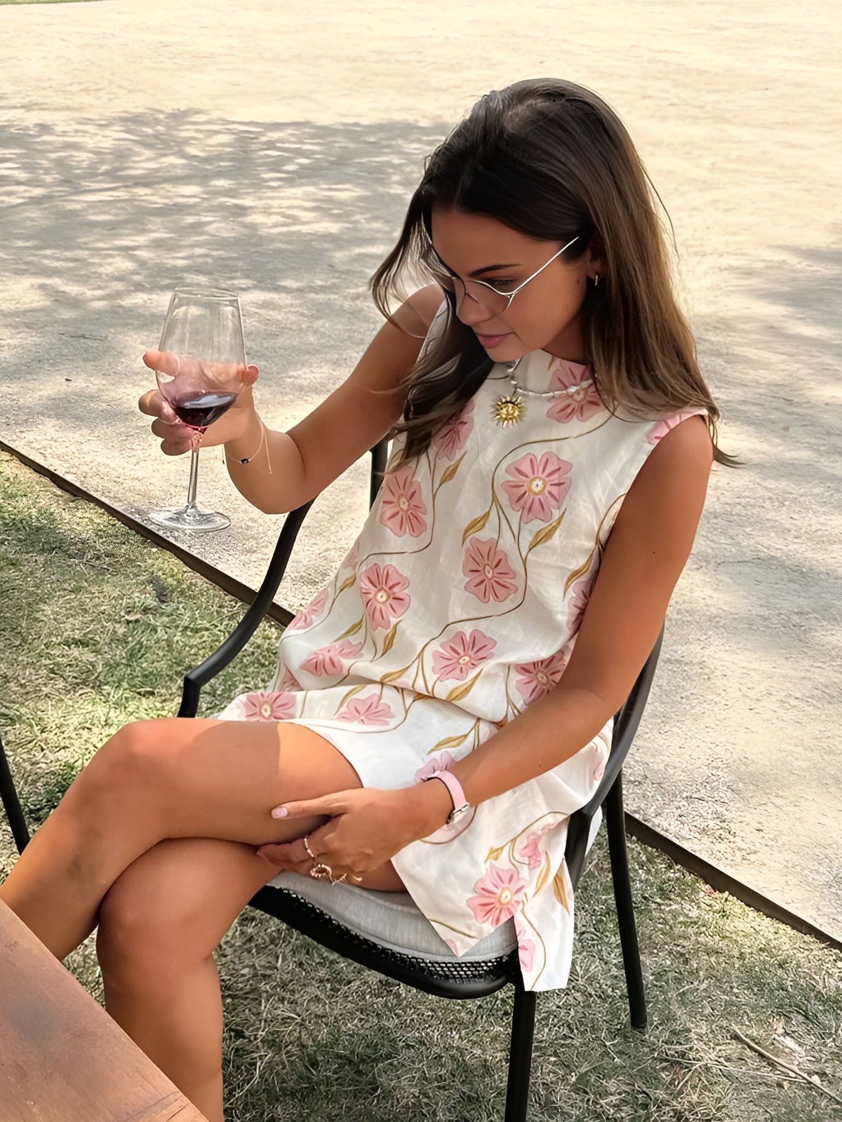 Stylish Mini Dress for Women Sleeveless Floral-Print A-Line