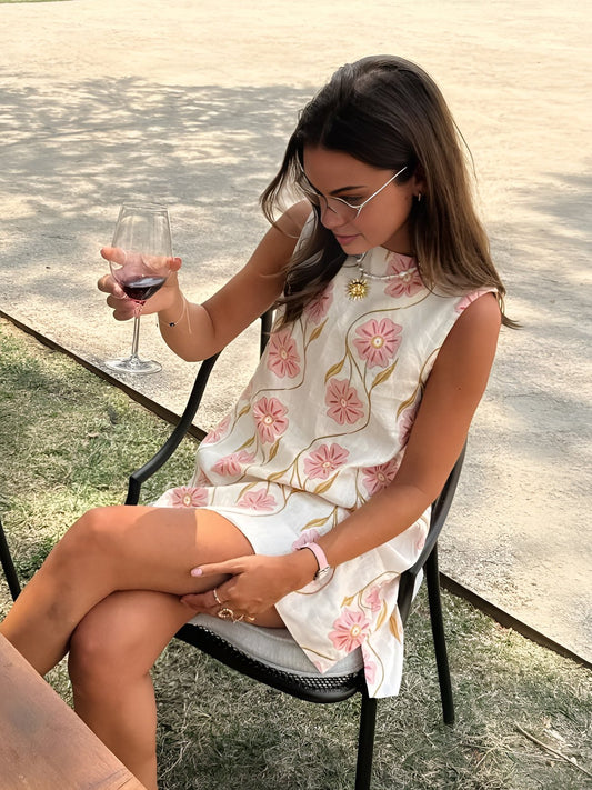 Stylish Mini Dress for Women Sleeveless Floral-Print A-Line