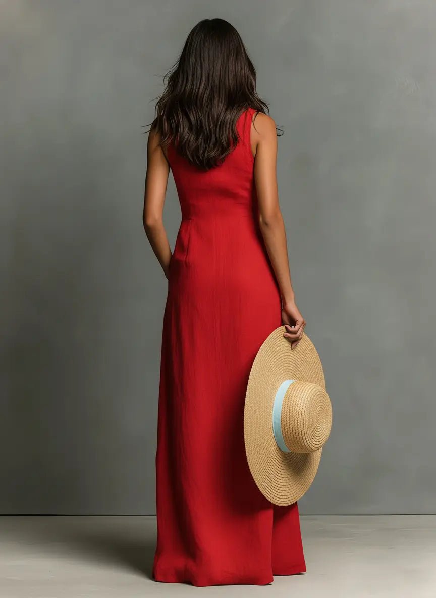 Effortless Shirt Dress for Women Sleeveless Collared Button-Front