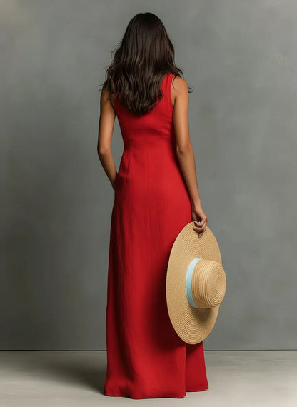 Effortless Shirt Dress for Women Sleeveless Collared Button-Front
