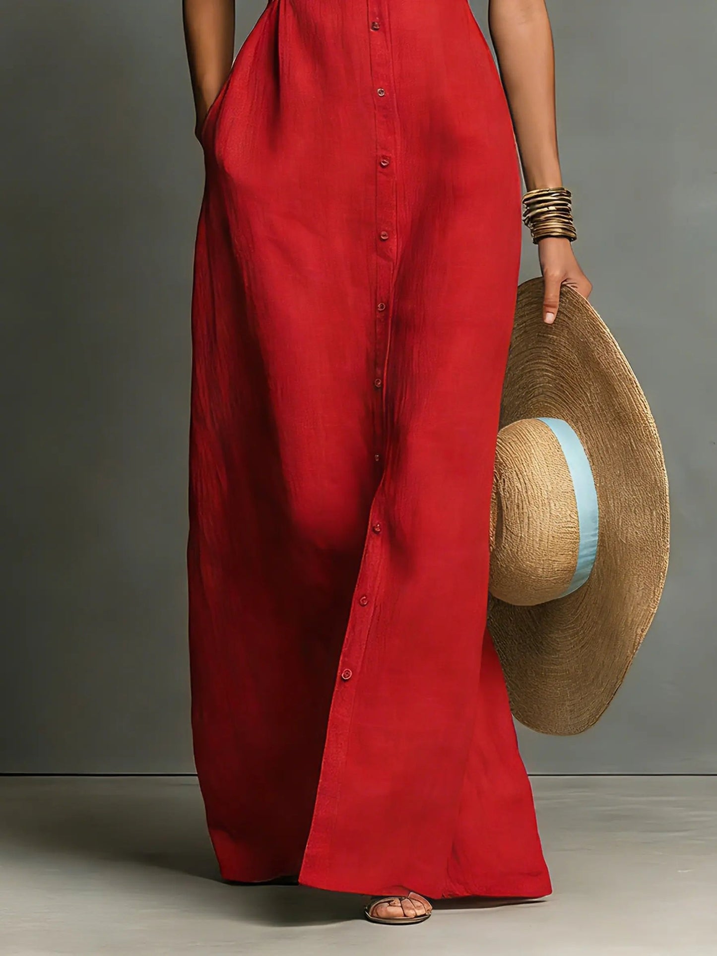Effortless Shirt Dress for Women Sleeveless Collared Button-Front