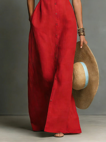 Effortless Shirt Dress for Women Sleeveless Collared Button-Front