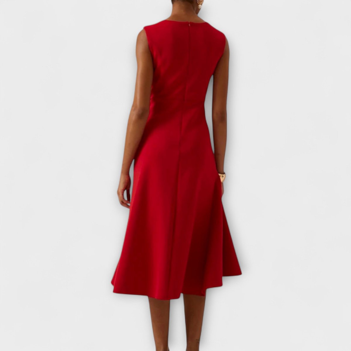 Elegant Midi Dress for Women Draped Asymmetric Sleeveless
