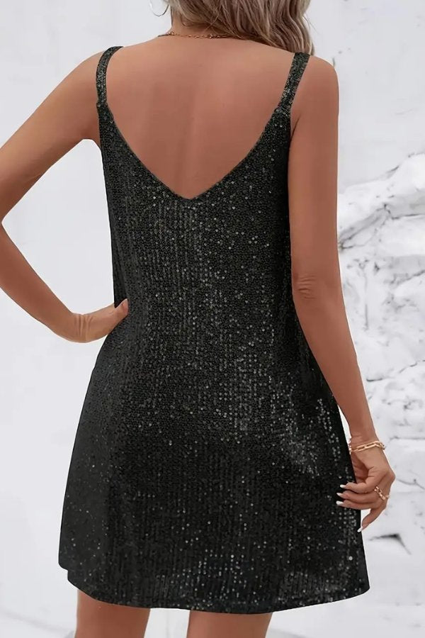 Stylish Cocktail Dress for Women Sleeveless Sequin Mini