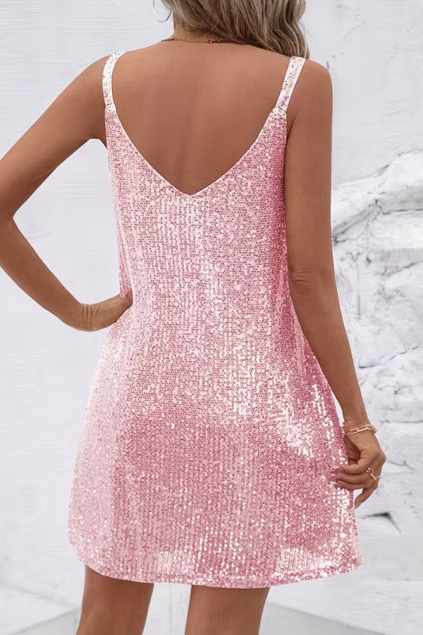 Stylish Cocktail Dress for Women Sleeveless Sequin Mini