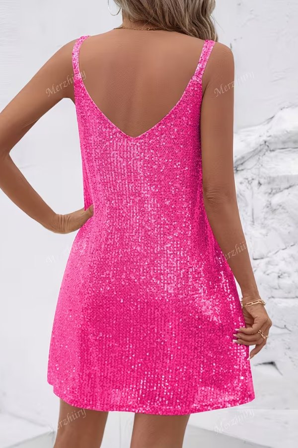 Stylish Cocktail Dress for Women Sleeveless Sequin Mini