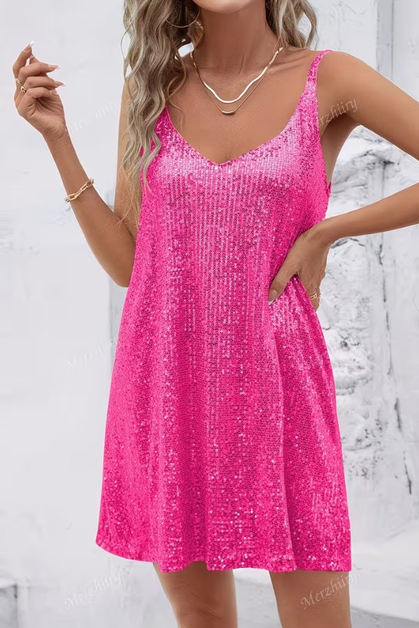 Stylish Cocktail Dress for Women Sleeveless Sequin Mini