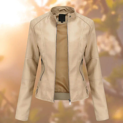 Stylish Moto Jacket for Women Slim-Fit Zip-Up
