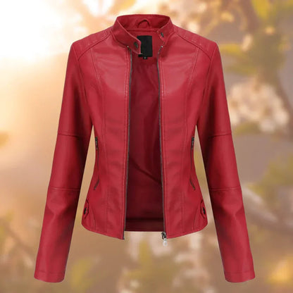 Stylish Moto Jacket for Women Slim-Fit Zip-Up