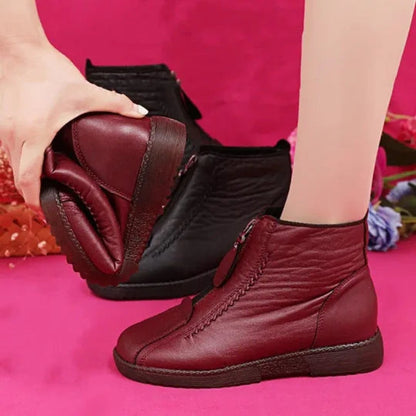 Comfortable Ankle Boots for Women Fleece-Lined Leather