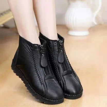 Comfortable Ankle Boots for Women Fleece-Lined Leather