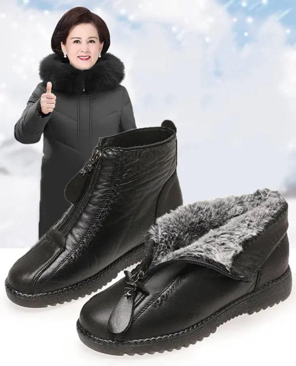 Comfortable Ankle Boots for Women Fleece-Lined Leather