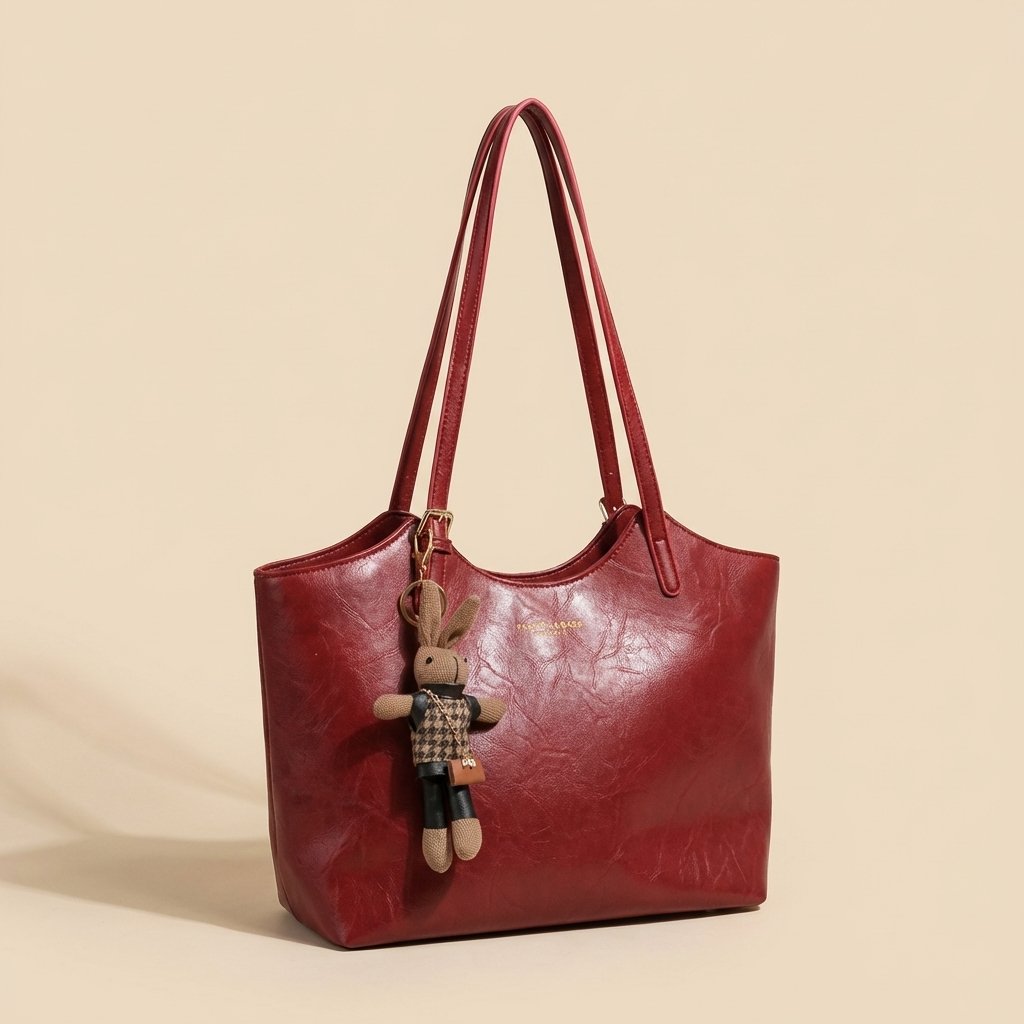 Effortless Tote Bag for Women Vegan-Leather Charm-Detail